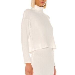 Enza Costa Turtleneck Ribbed Cropped Sweater